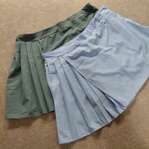 2 Avia Periwinkle & Green Pleated Athletic Skort Womens  XL 16/18 Skirt Pocket